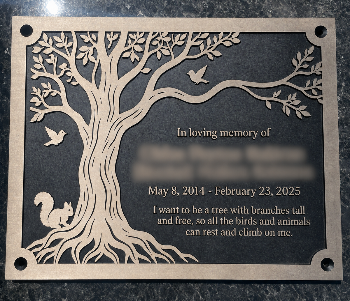 Custom Tribute Plaque