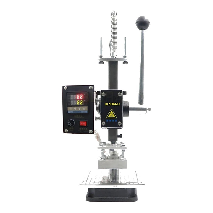 Heated press for cardboard and foil