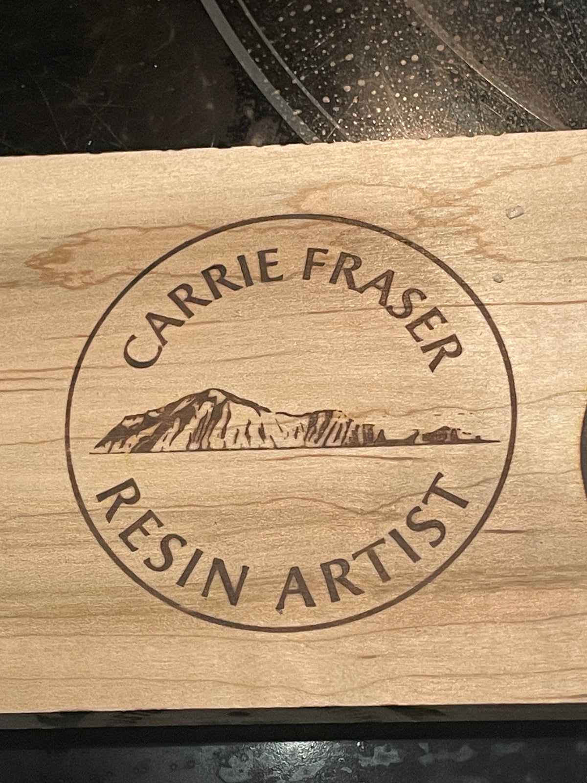 Customer woodworking project marked with a custom branding iron